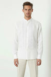 Bradfield Tuxedo Linen Shirt - White