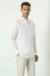 Bradfield Tuxedo Linen Shirt - White